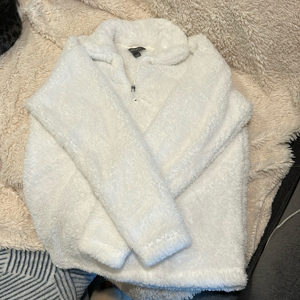 Eddie Bauer 1/4 zip ivory plush fleece